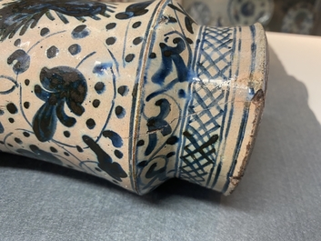 A Hispano-Moresque blue and white albarello with a deer, Paterna or Manises, Spain, mid 15th C.